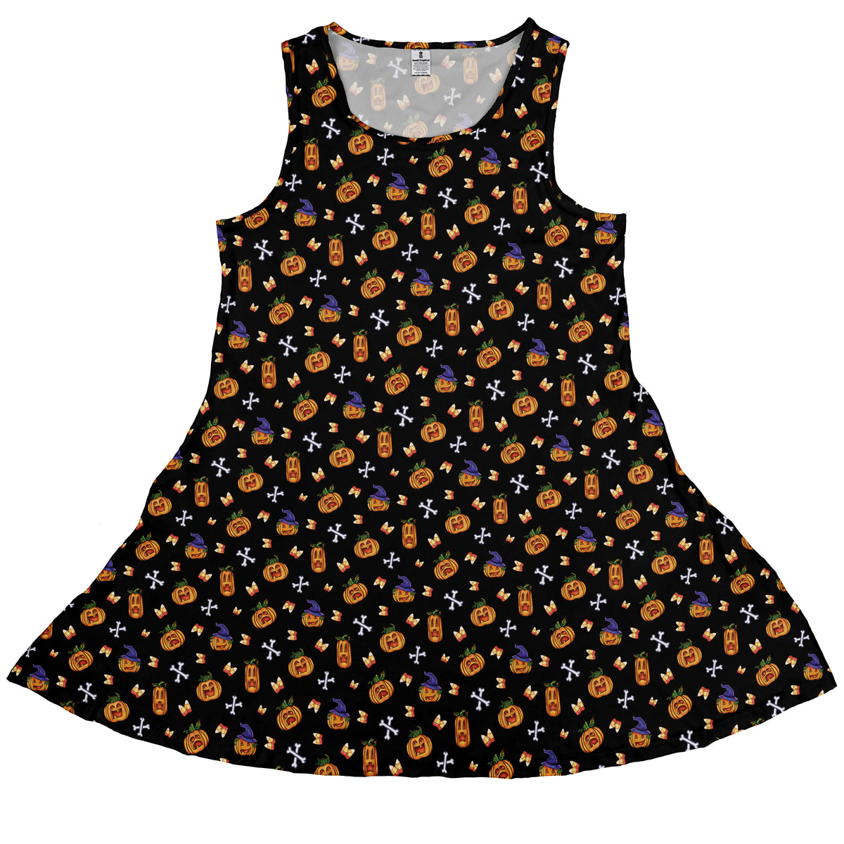 Candy Corn Pumpkins Sleeveless Dress front