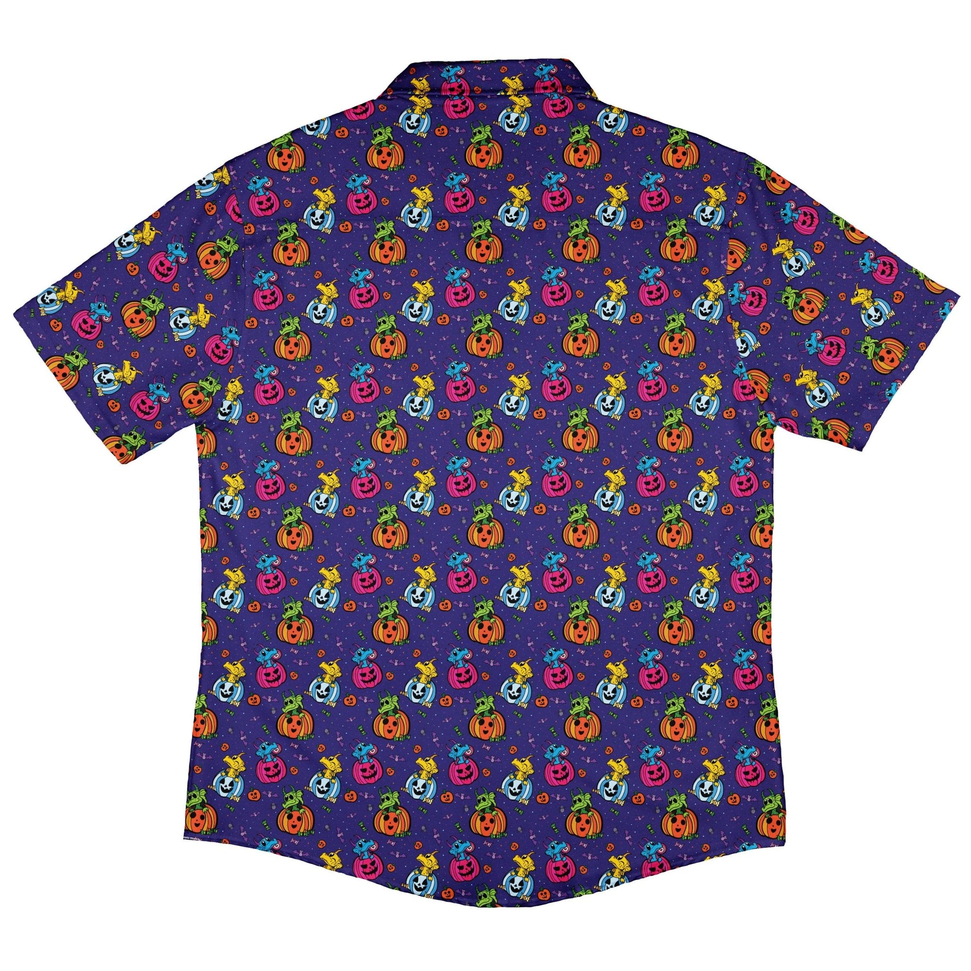 Candy Pumpkin Dragons Button Up Shirt Geek Nerd adult sizing Designed by Rose Khan Fantasy Prints