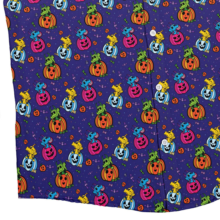 Candy Pumpkin Dragons Button Up Shirt Geek Nerd adult sizing Designed by Rose Khan Fantasy Prints