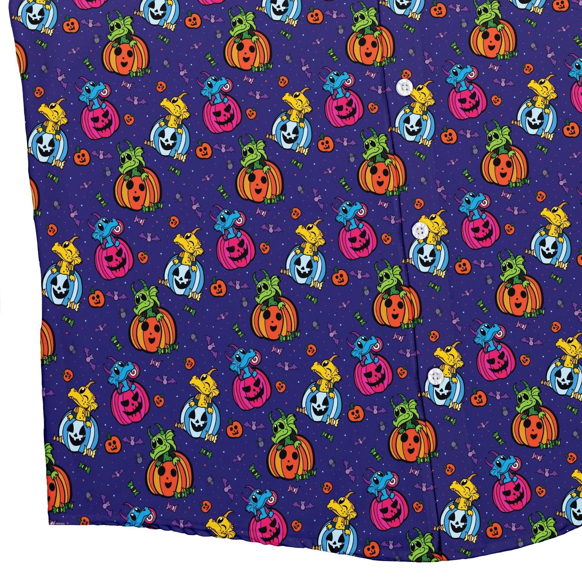 Candy Pumpkin Dragons Button Up Shirt Geek Nerd adult sizing Designed by Rose Khan Fantasy Prints