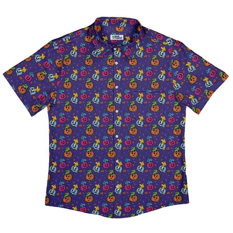 Candy Pumpkin Dragons Button Up Shirt Geek Nerd adult sizing Designed by Rose Khan Fantasy Prints