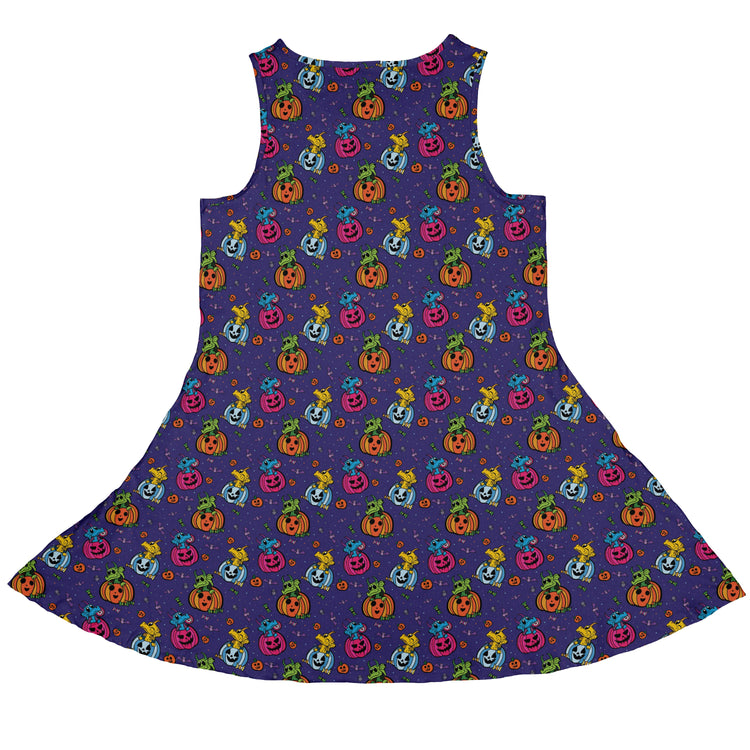 Candy Pumpkin Dragons Sleeveless Dress