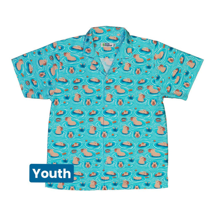 Capybara Springs Youth Hawaiian Shirt Geek Nerd 0925 Animal Patterns Botany Print