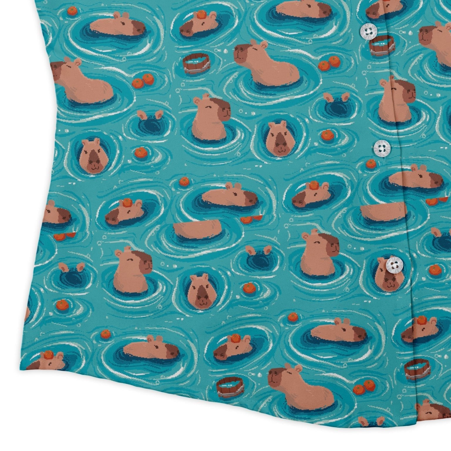 Capybara Springs Curvy Button Up Shirt Geek Nerd 0925 All Adult Button Up Shirts Animal Patterns