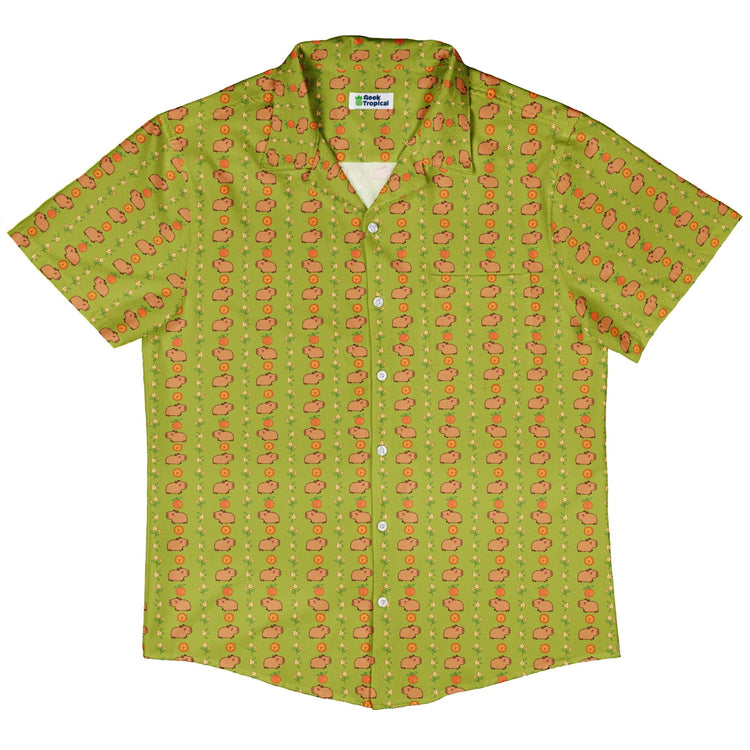 Capybaras Button Up Shirt Geek Nerd adult sizing animal patterns Design by Ardi Tong