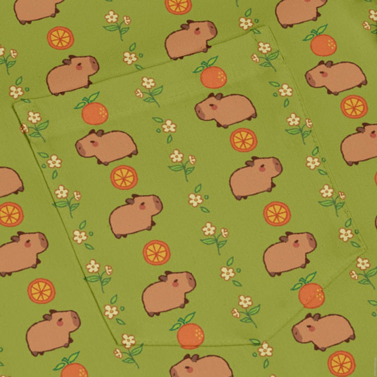 Capybaras Long Sleeve Button Up Shirt Geek Nerd adult sizing animal patterns Design by Ardi Tong
