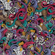 Cartoon Music Doodles Long Sleeve Button Up Shirt Geek Nerd adult sizing FLOW DESC WRITING Maximalist Patterns