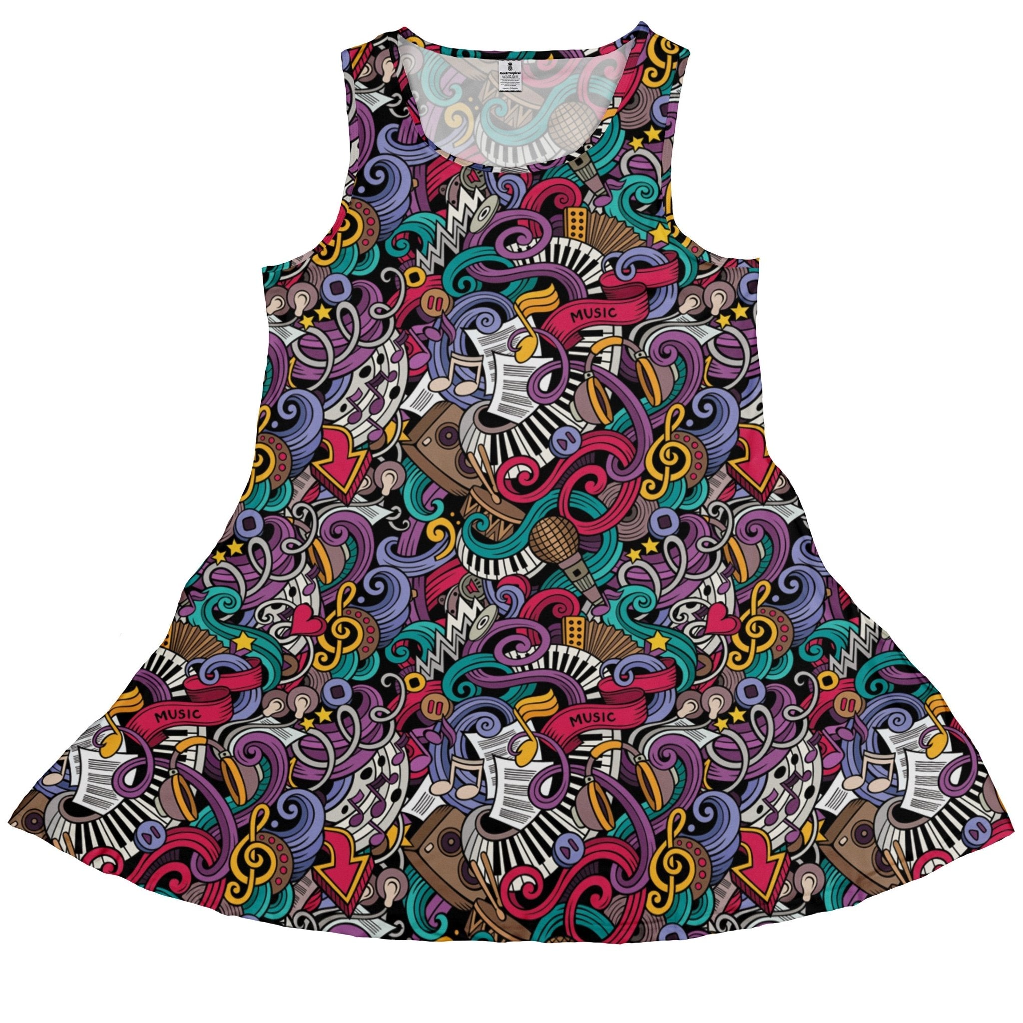 Cartoon Music Doodles Dress Geek Nerd lx - C Maximalist Patterns music print