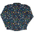 Cartoon Space Objects Outer Space Navy Long Sleeve Button Up Shirt Geek Nerd adult sizing FLOW DESC WRITING Maximalist Patterns