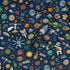 Cartoon Space Objects Outer Space Navy Long Sleeve Button Up Shirt Geek Nerd adult sizing FLOW DESC WRITING Maximalist Patterns