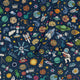 Cartoon Space Objects Outer Space Navy Long Sleeve Button Up Shirt Geek Nerd adult sizing FLOW DESC WRITING Maximalist Patterns