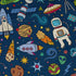 Cartoon Space Objects Outer Space Navy Button Up Shirt - adult sizing - Maximalist Patterns - outer space & astronaut print