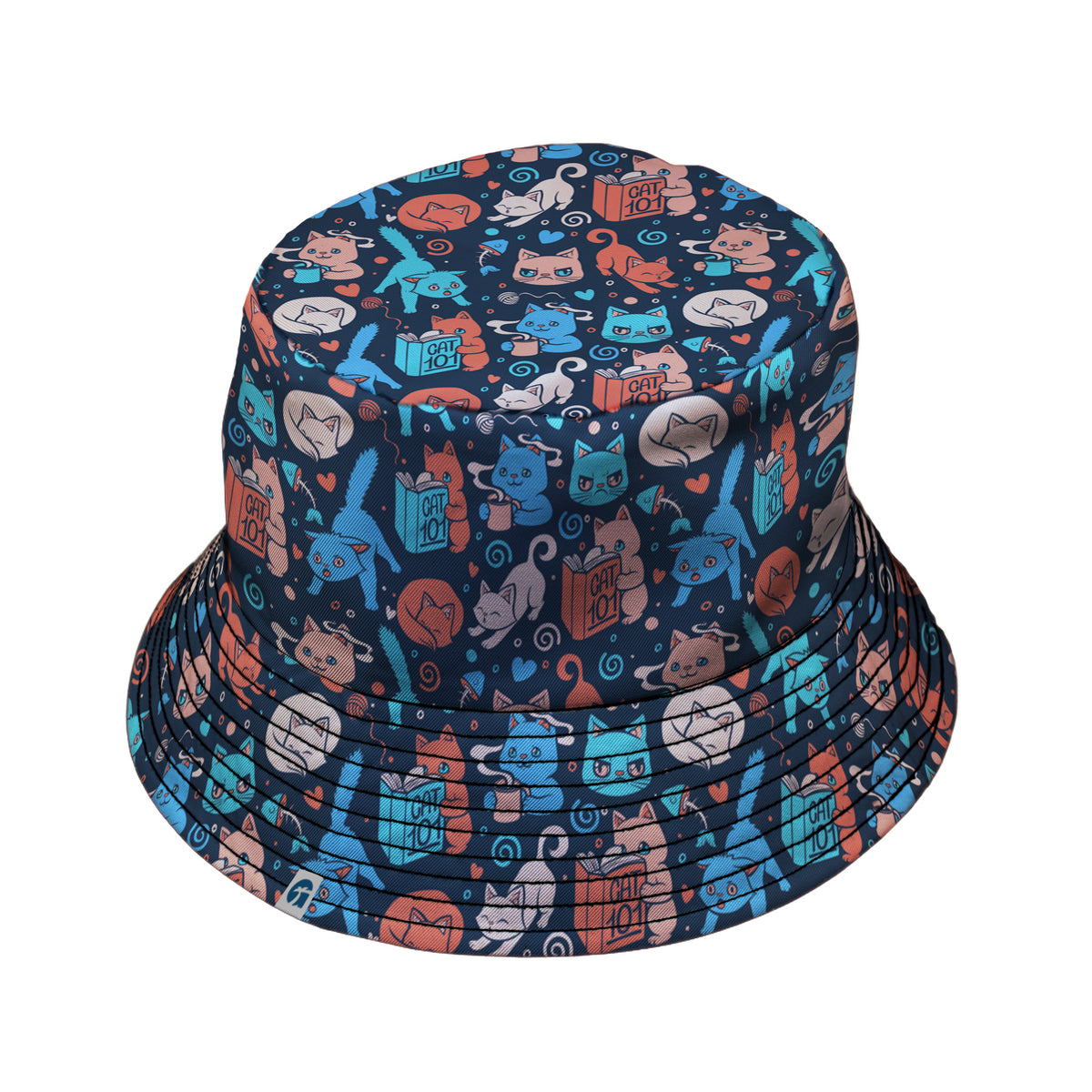 Cat 101 Bucket Hat Black Stitching