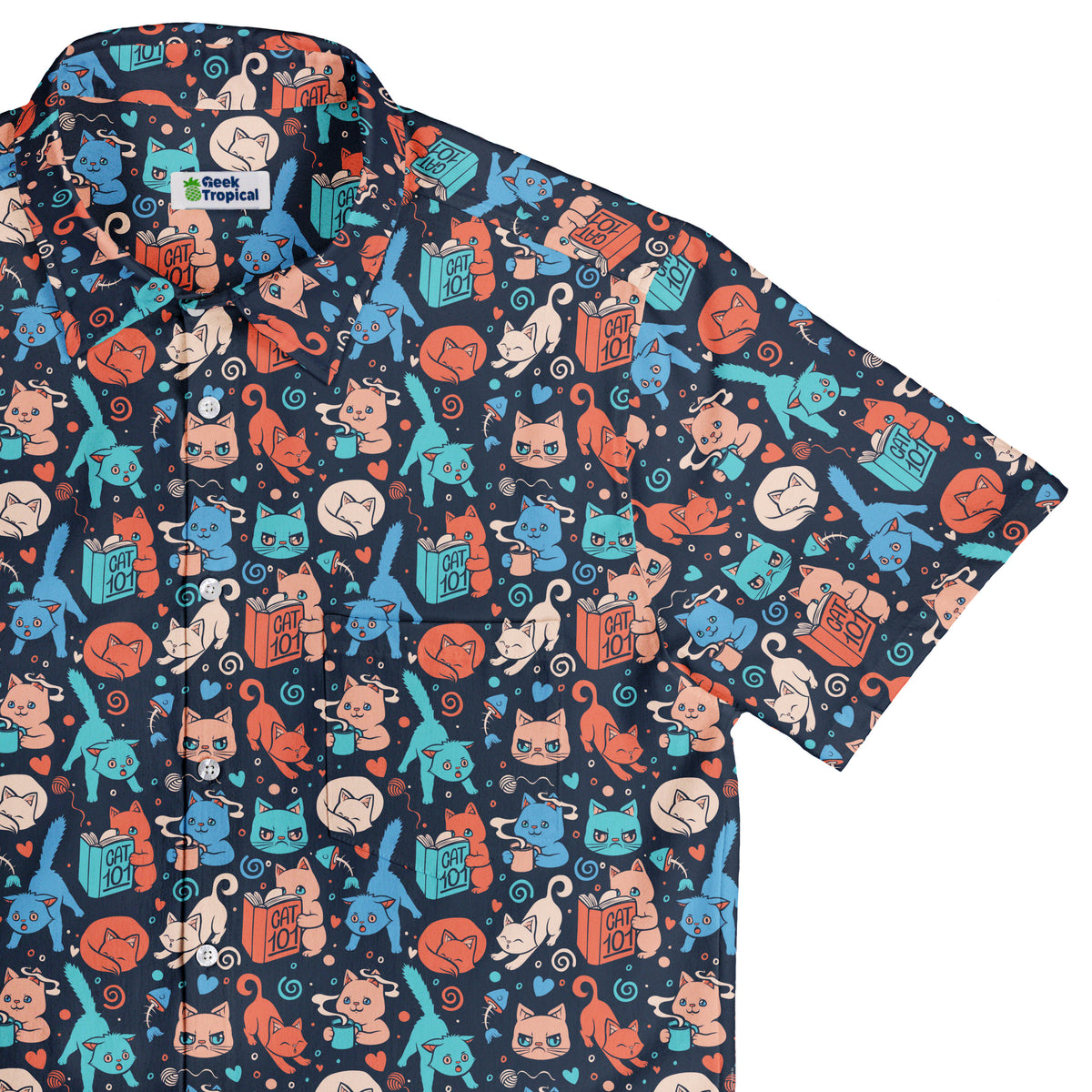Cat 101 Button Up Shirt Top Corner
