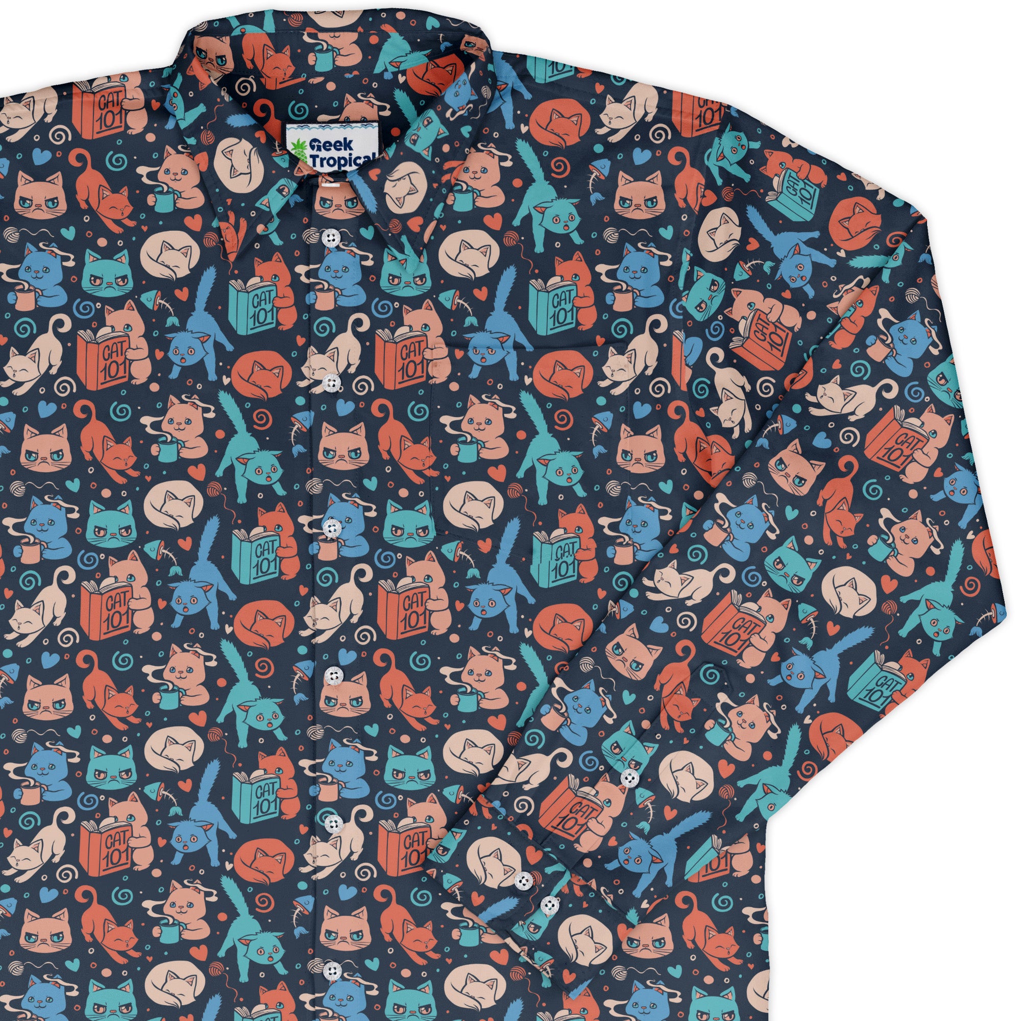 Cat 101 Long Sleeve Button Up Shirt cover
