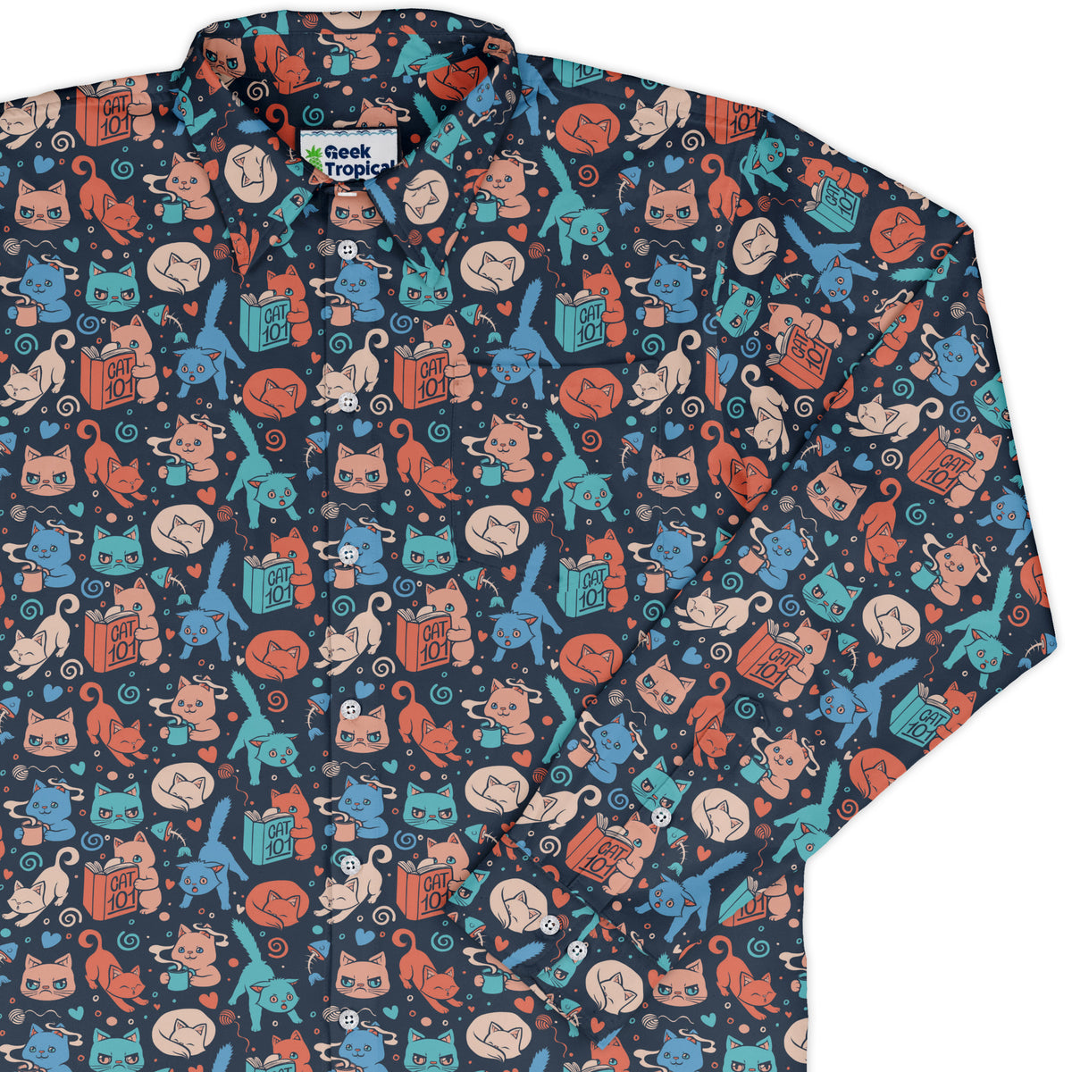 Cat 101 Long Sleeve Button Up Shirt cover
