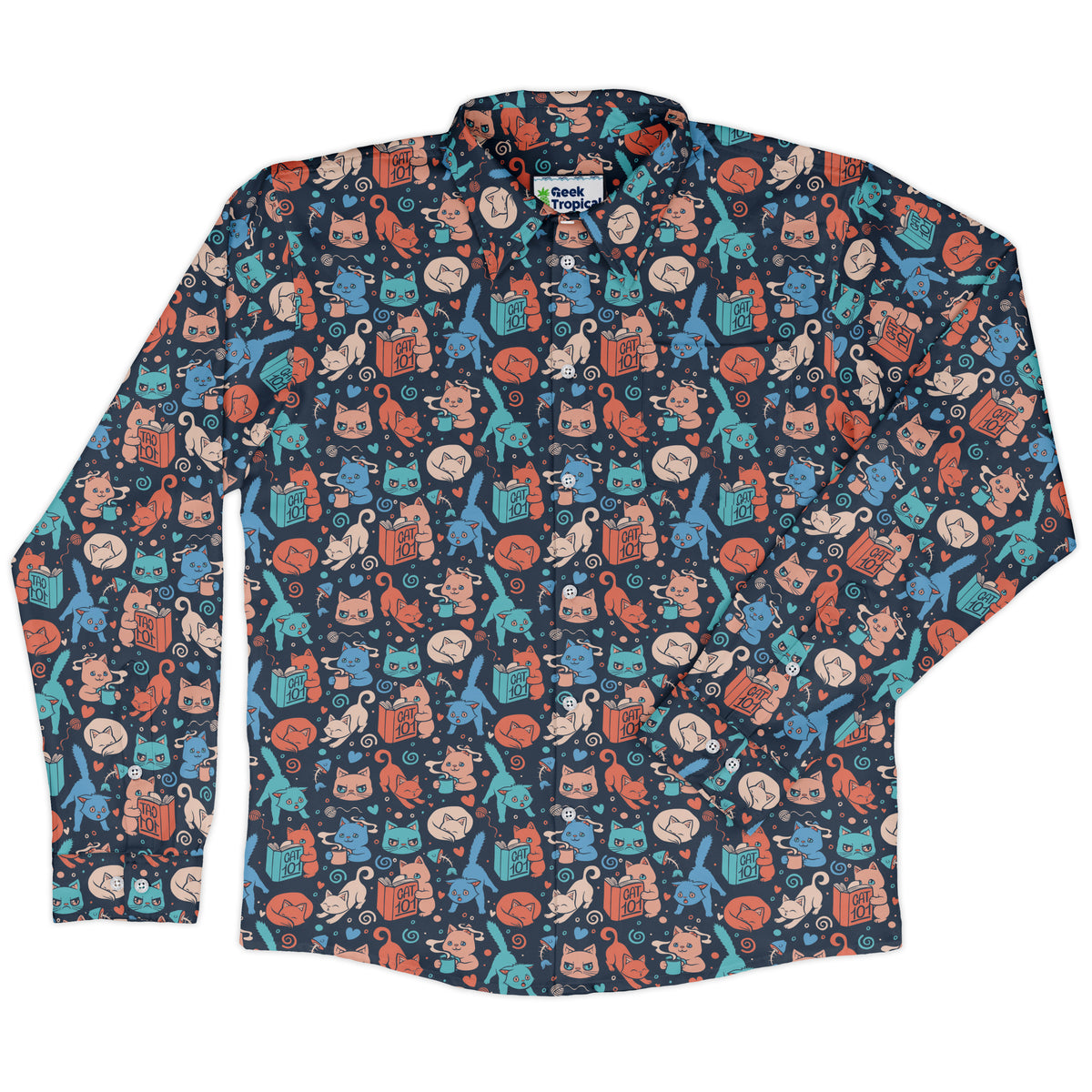 Cat 101 Long Sleeve Button Up Shirt front