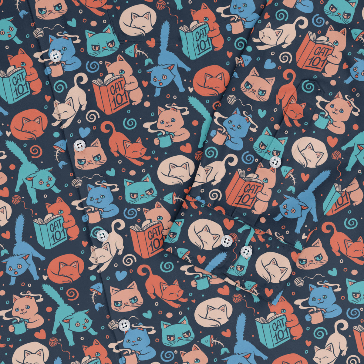 Cat 101 Long Sleeve Button Up Shirt sleeve close