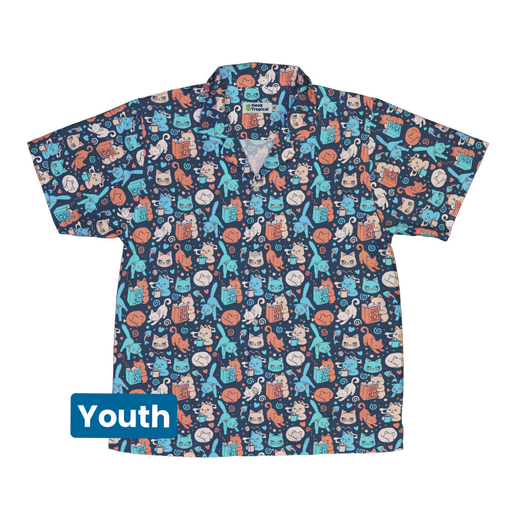 Cat 101 Youth Hawaiian Shirt Front