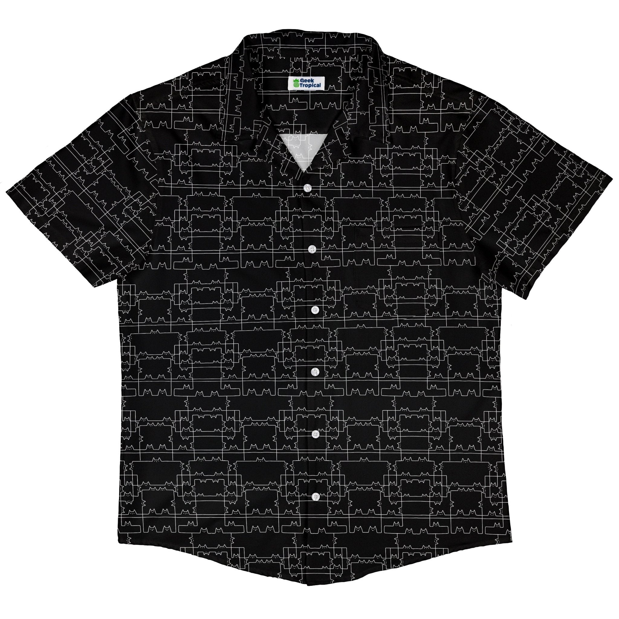 Cat Geometric Cubism Button Up Shirt Geek Nerd 0925 adult sizing All Adult Button Up Shirts