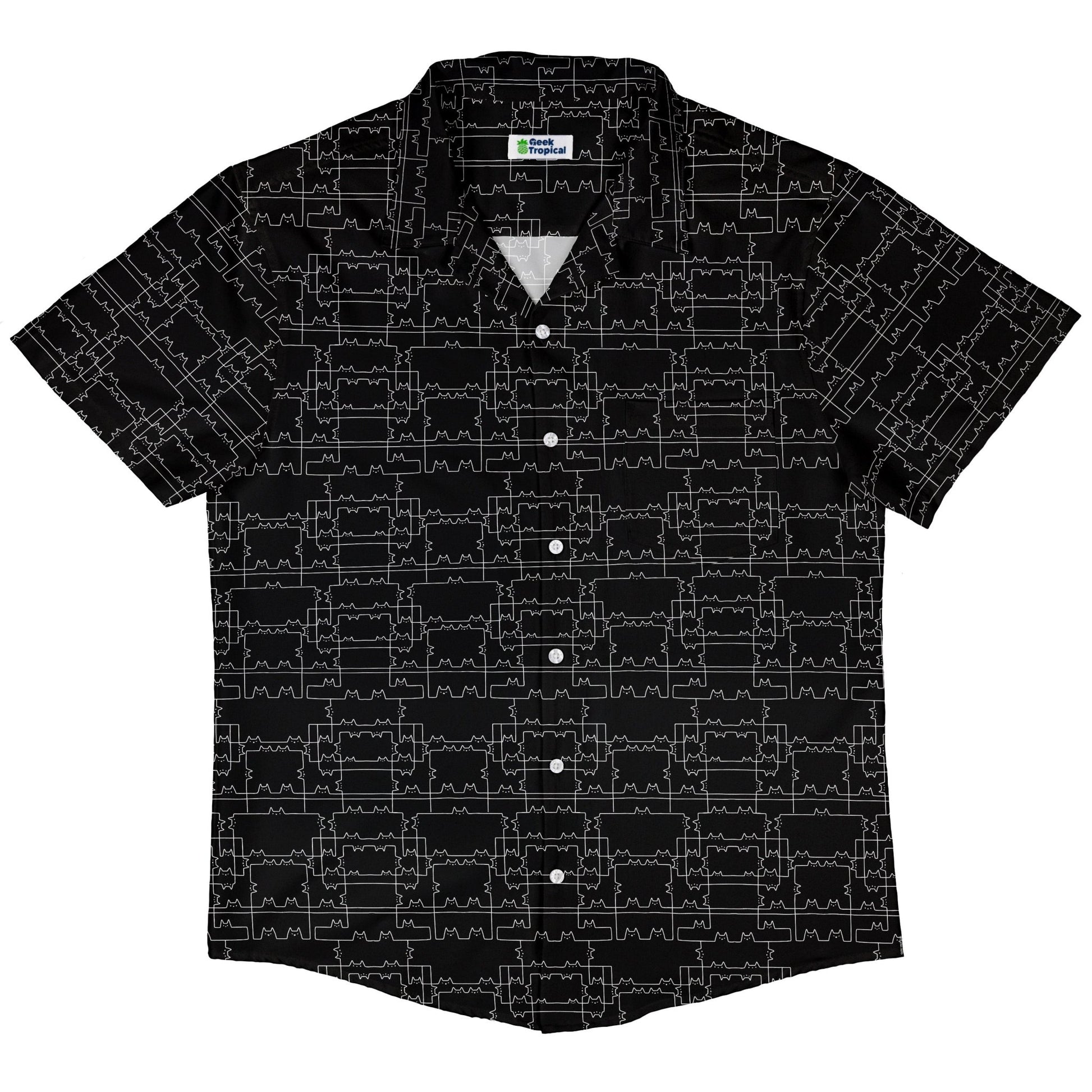 Cat Geometric Cubism Button Up Shirt Geek Nerd 0925 adult sizing All Adult Button Up Shirts