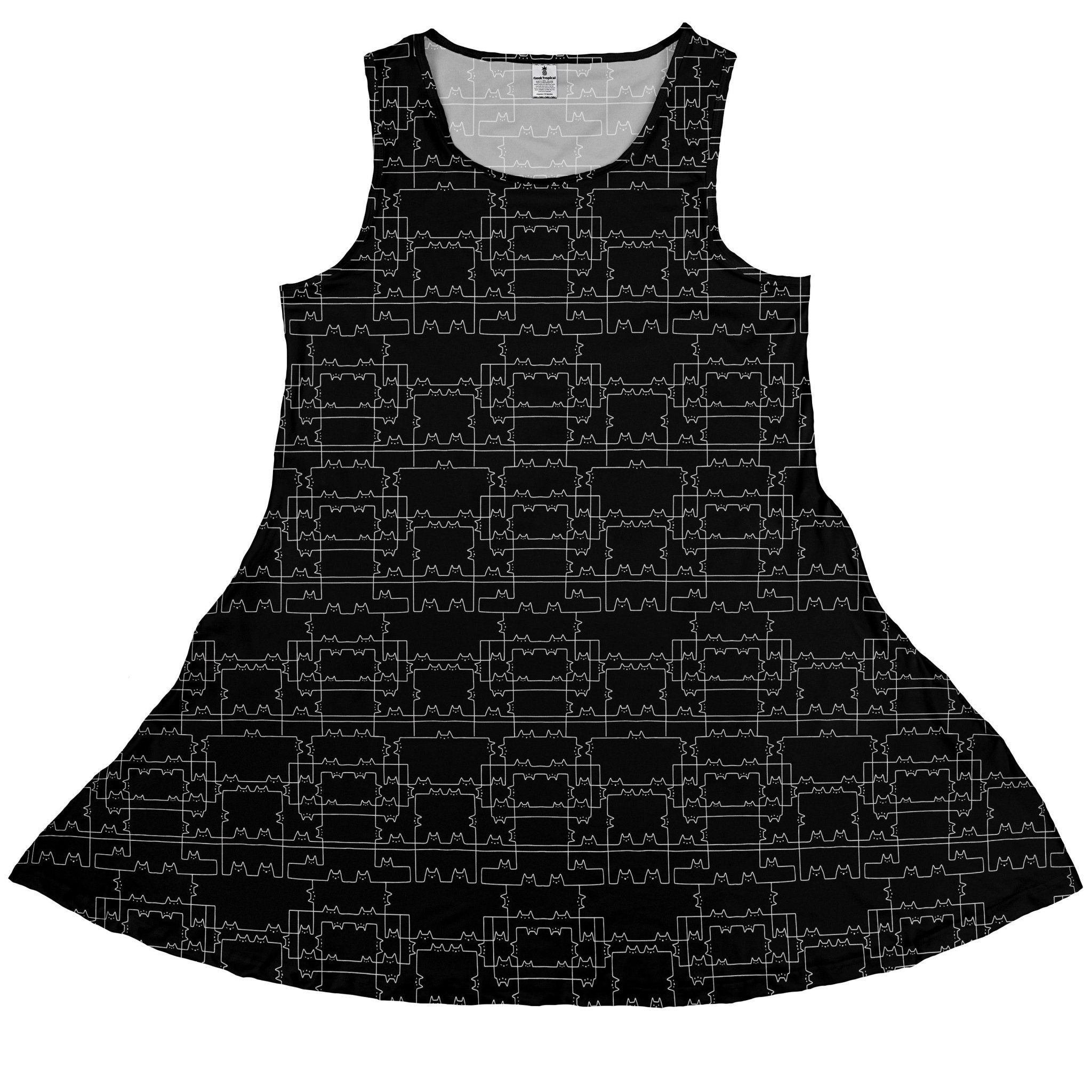 Cat Geometric Cubism Dress Geek Nerd 0925 Animal Patterns Design by Tobe Fonseca