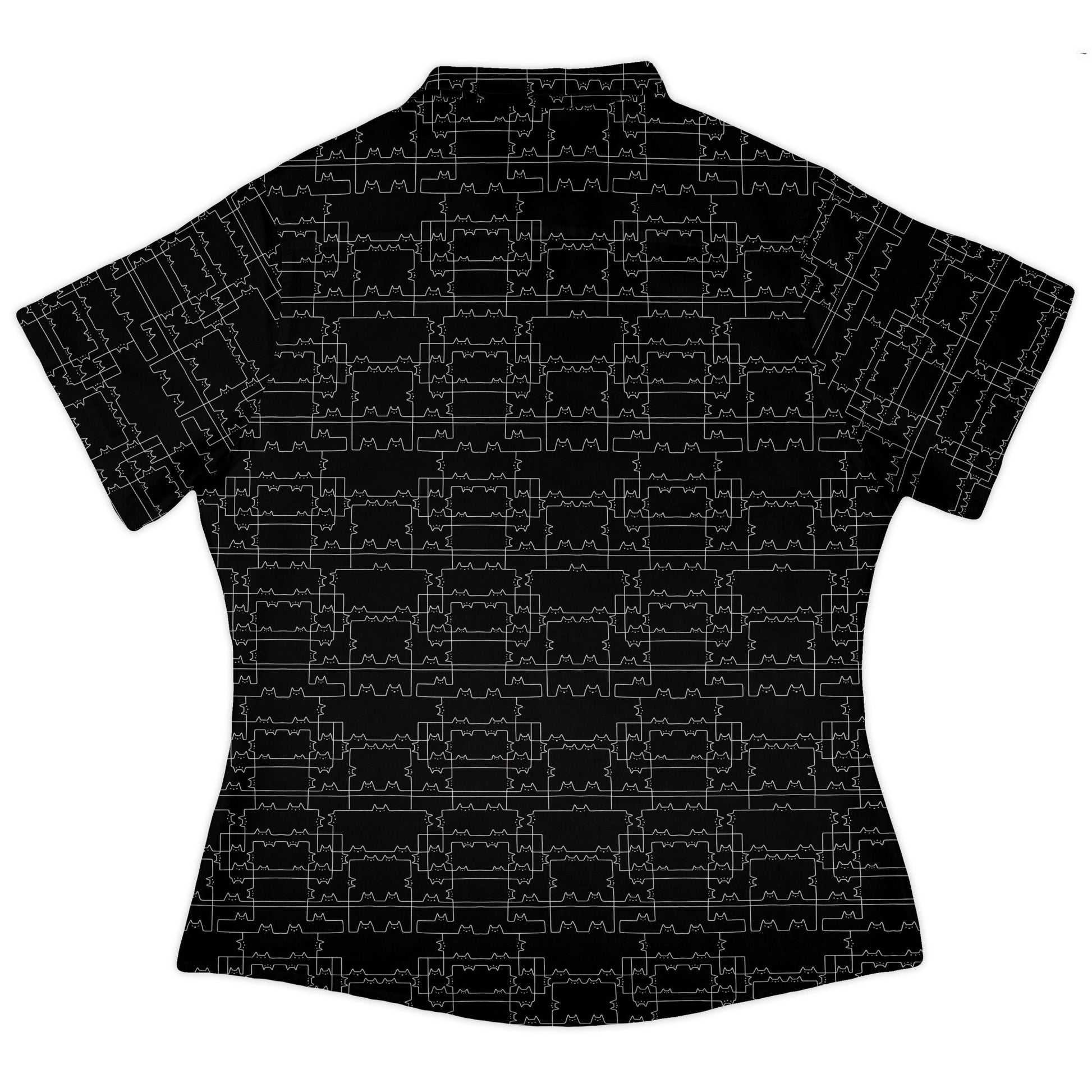 Cat Geometric Cubism Curvy Button Up Shirt Geek Nerd 0925 All Adult Button Up Shirts Animal Patterns