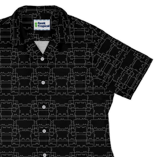 Cat Geometric Cubism Curvy Button Up Shirt 1