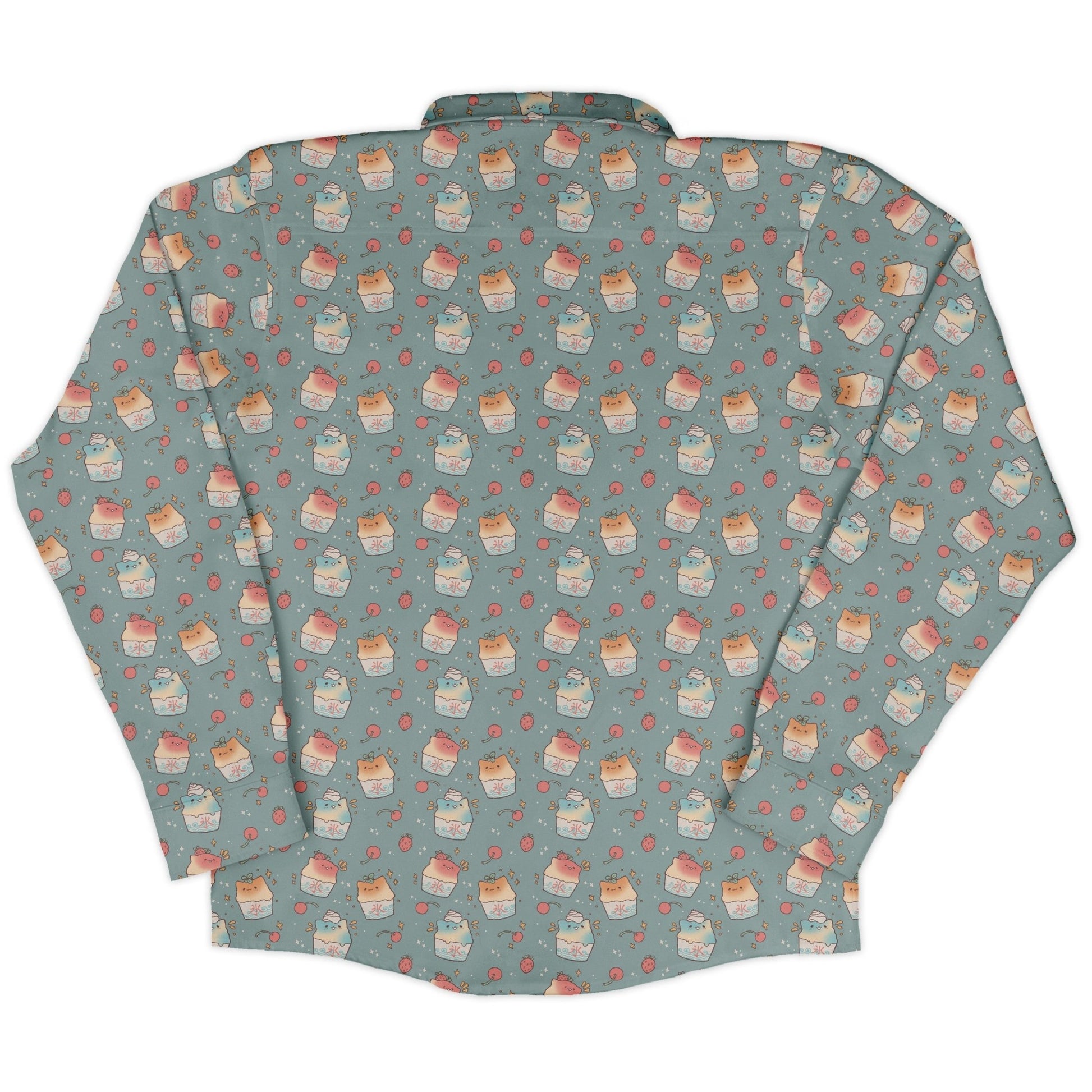 Cat Kakigori Anime Long Sleeve Button Up Shirt Geek Nerd adult sizing Animal Patterns Anime