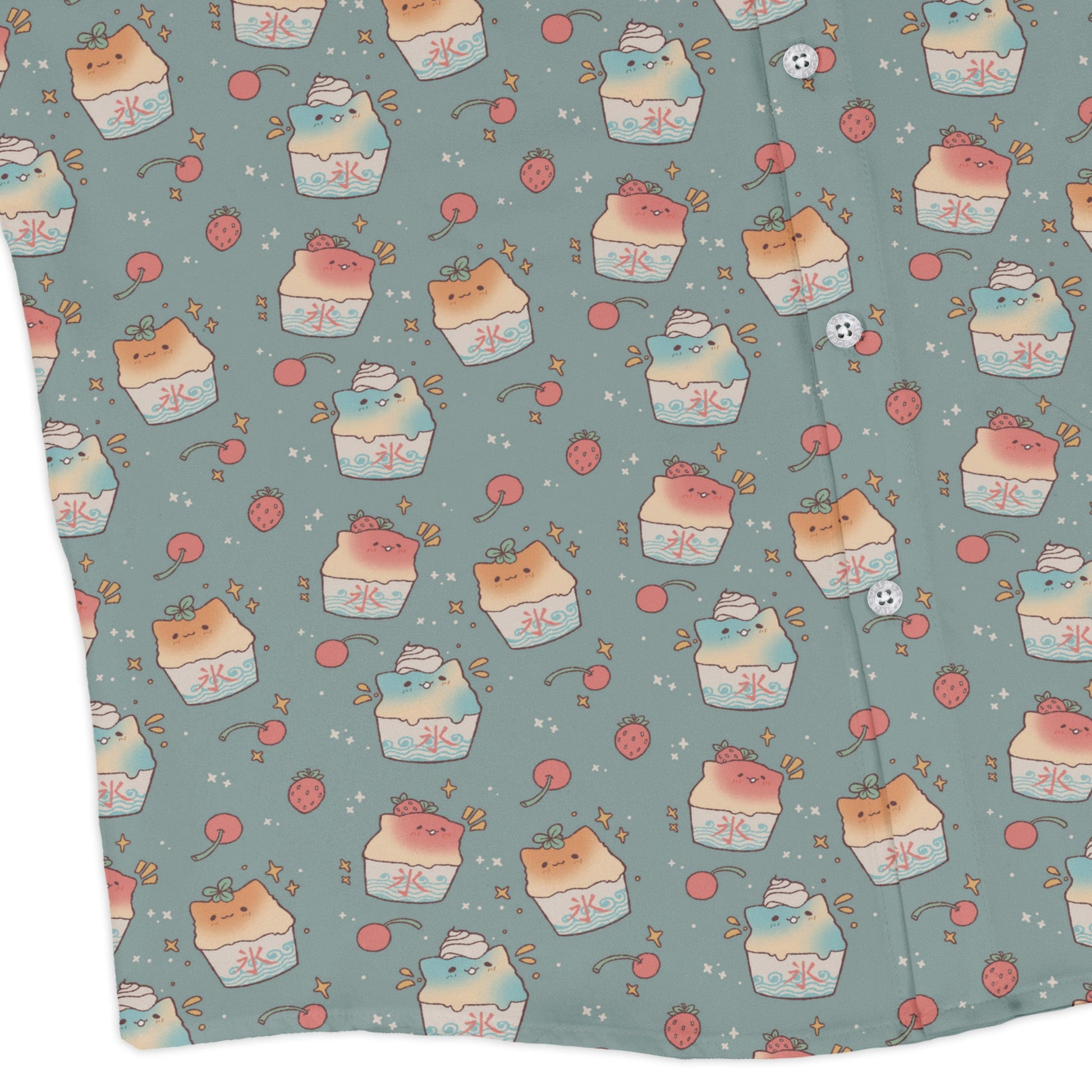 Cat Kakigori Anime Long Sleeve Button Up Shirt Geek Nerd adult sizing Animal Patterns Anime