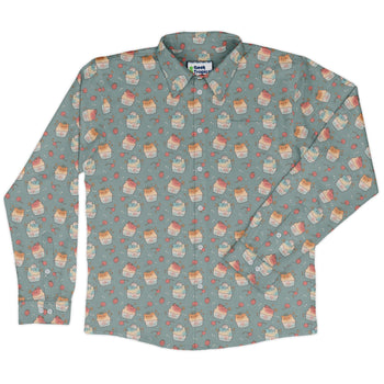 Cat Kakigori Anime Long Sleeve Button Up Shirt Geek Nerd adult sizing Animal Patterns Anime