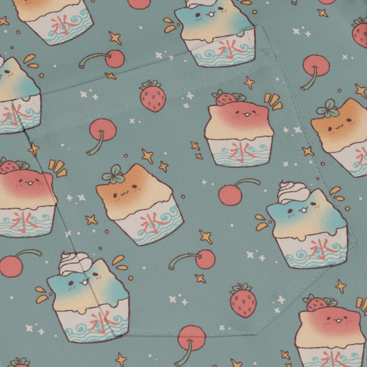 Cat Kakigori Anime Long Sleeve Button Up Shirt Geek Nerd adult sizing Animal Patterns Anime