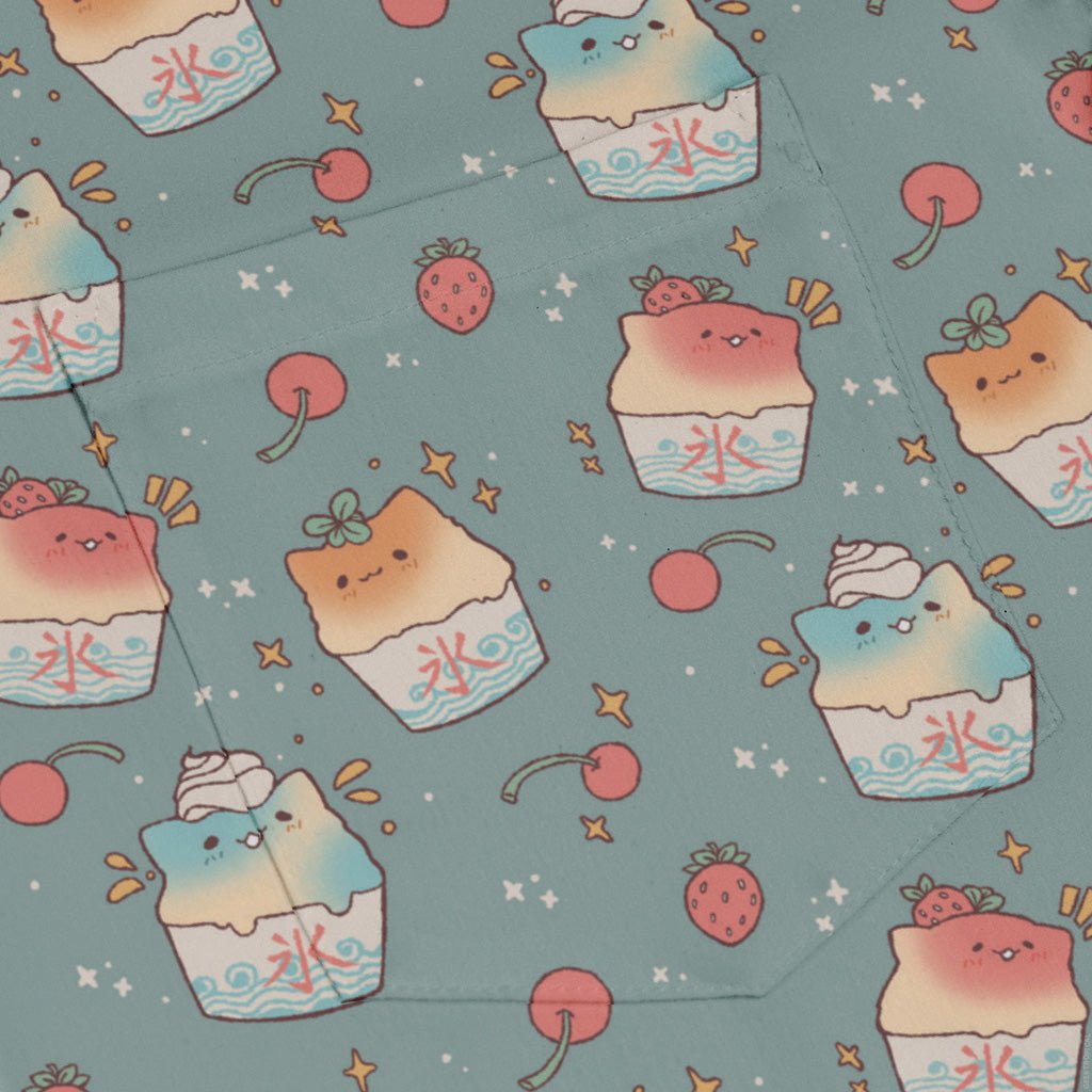 Cat Kakigori Anime Long Sleeve Button Up Shirt Geek Nerd adult sizing Animal Patterns Anime