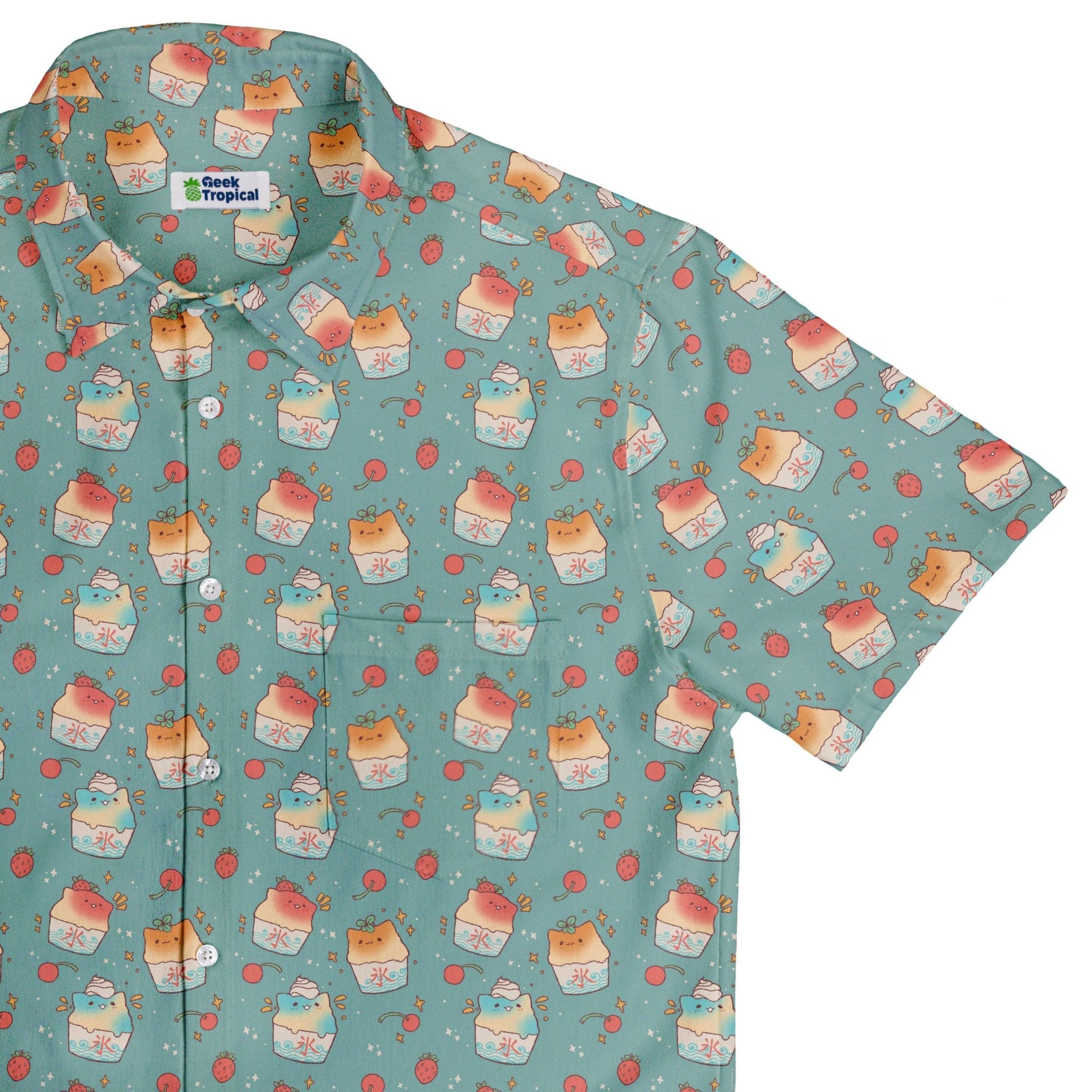 Cat Kakigori Anime Button Up Shirt - adult sizing - Animal Patterns - Anime