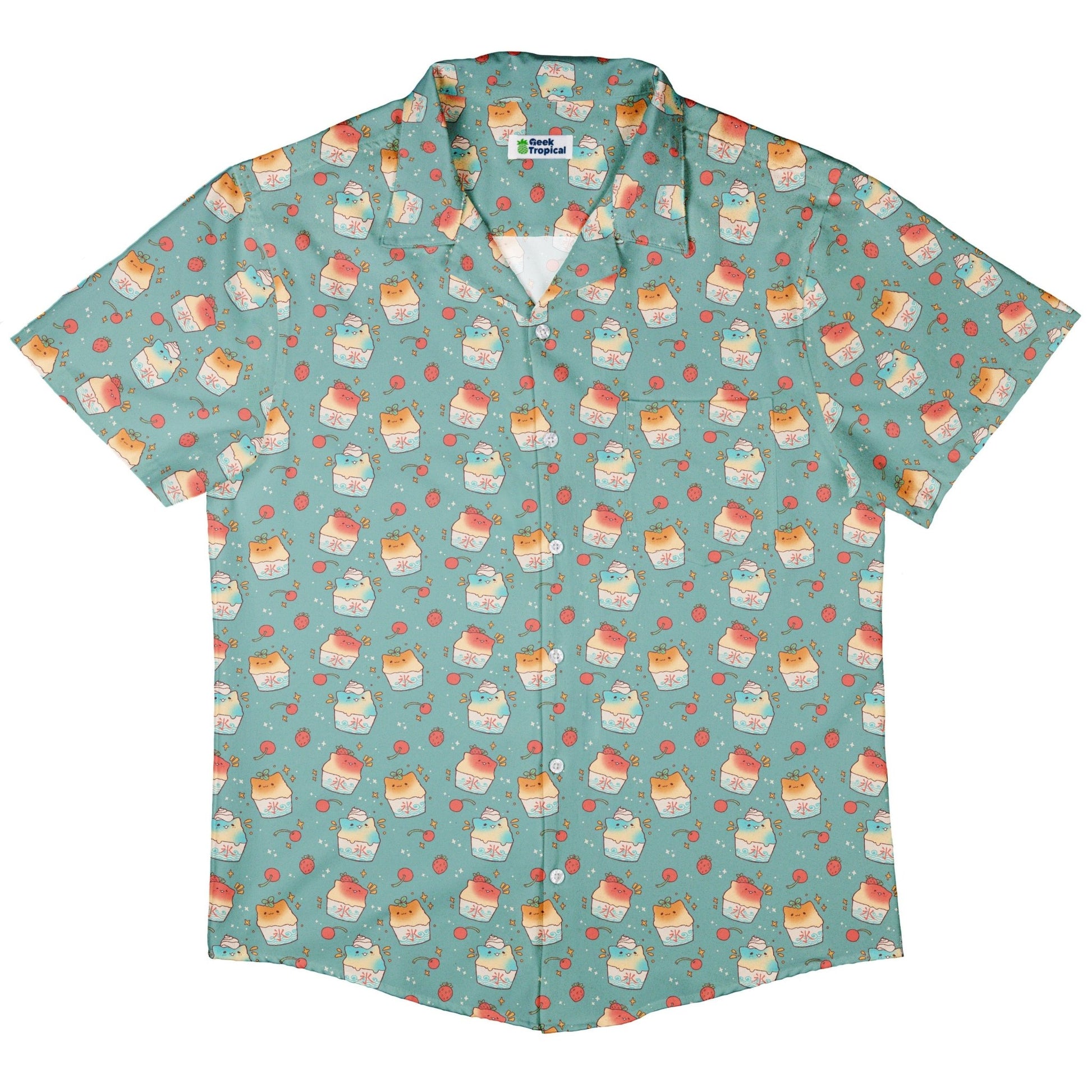 Cat Kakigori Anime Button Up Shirt - adult sizing - Animal Patterns - Anime