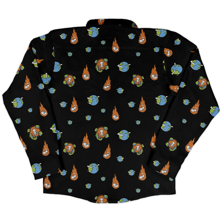 Cat Meteor Shower Space Long Sleeve Button Up Shirt Geek Nerd adult sizing Animal Patterns Design by Tobe Fonseca