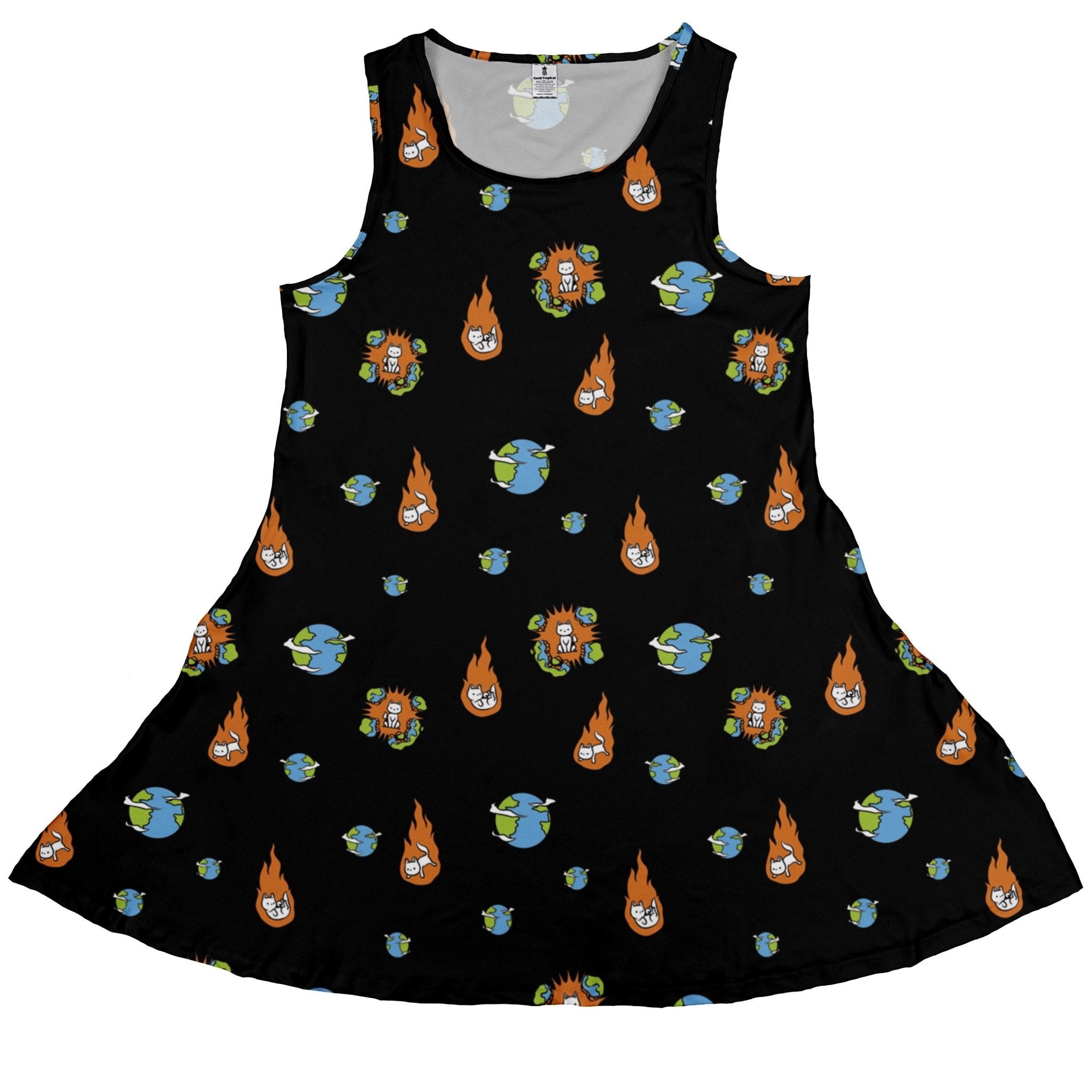 Cat Meteor Shower Space Dress Geek Nerd Animal Patterns Design by Tobe Fonseca Funny Prints