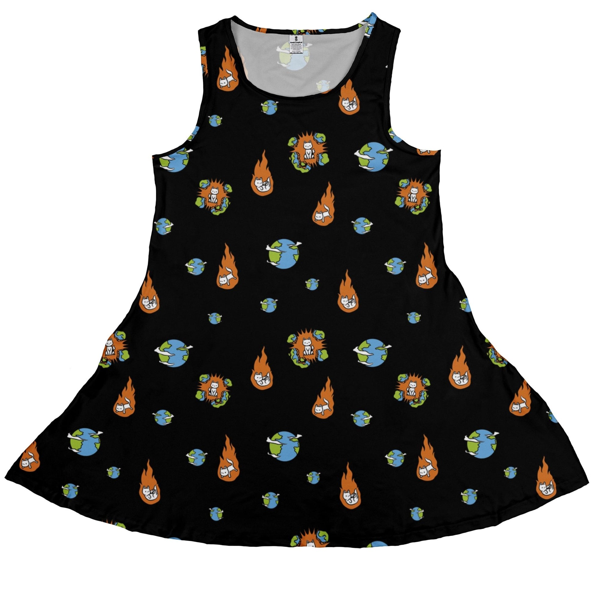 Cat Meteor Shower Space Dress Geek Nerd Animal Patterns Design by Tobe Fonseca Funny Prints