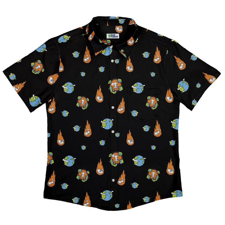 Cat Meteor Shower Space Button Up Shirt - adult sizing - Animal Patterns - Design by Tobe Fonseca