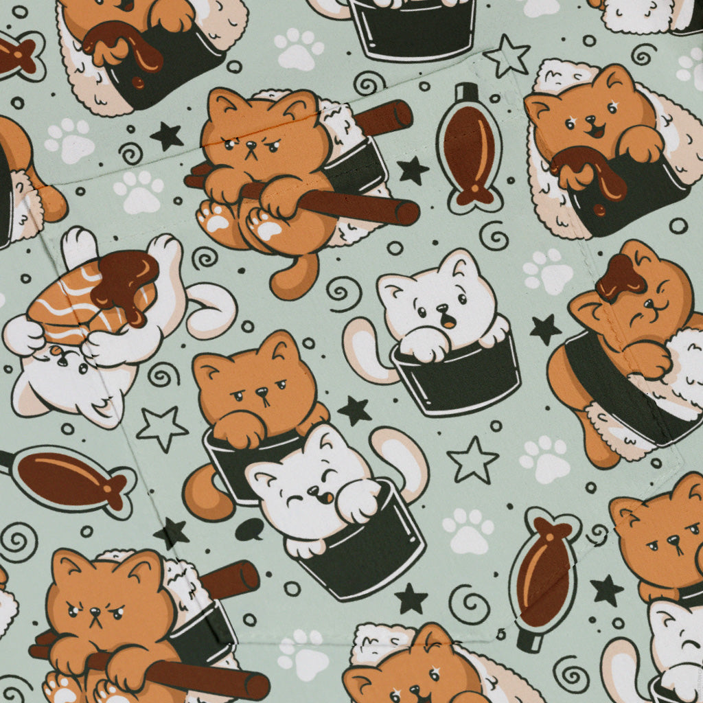 Cat Sushi Button Up Shirt Pocket