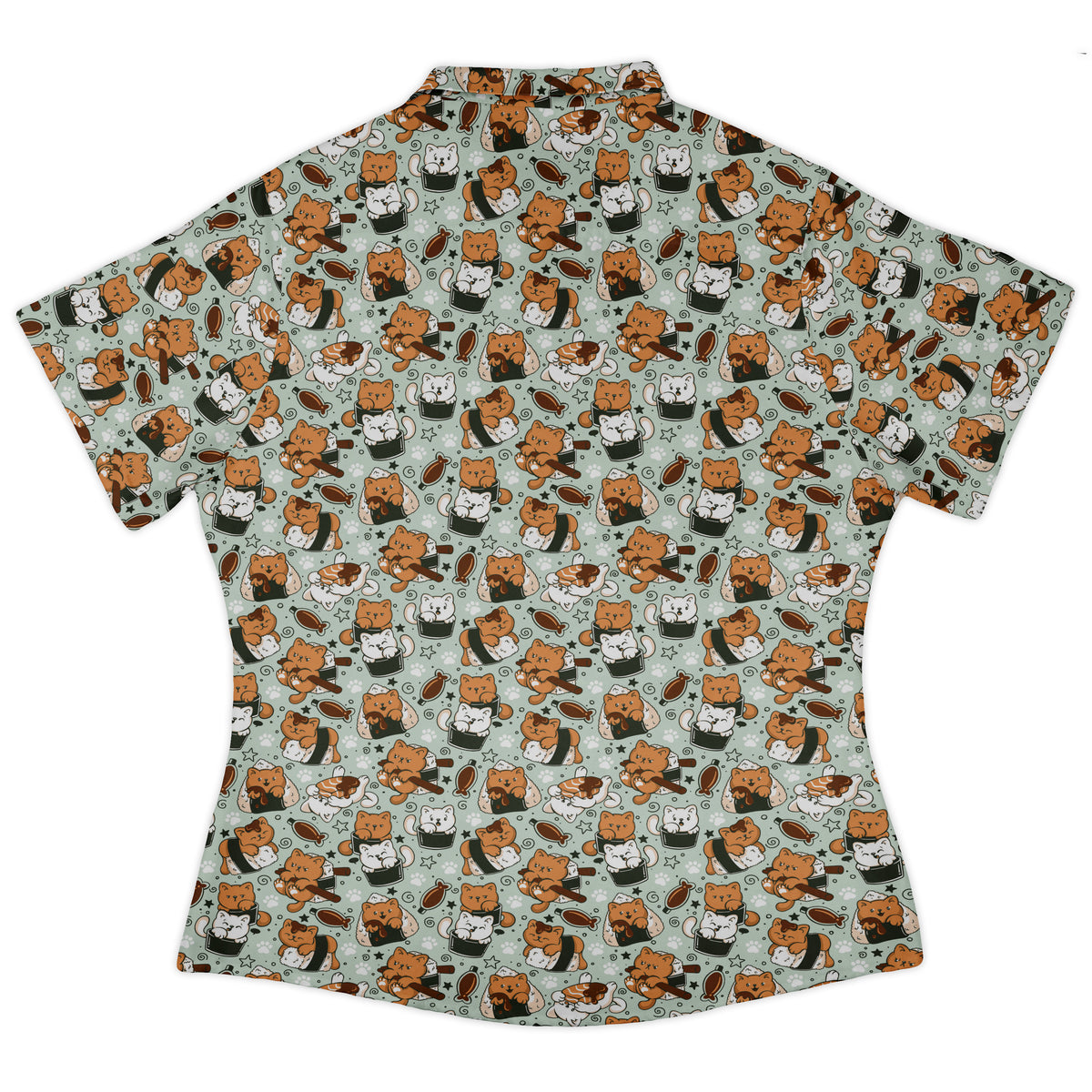 Cat Sushi Curvy Button Up Shirt womens back