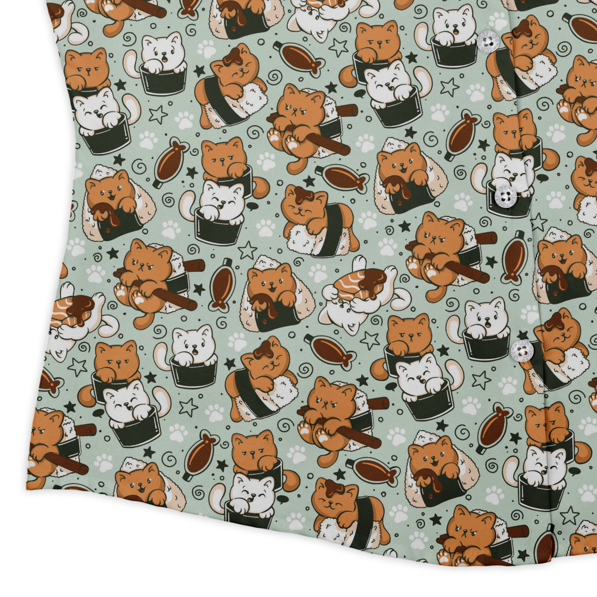 Cat Sushi Curvy Button Up Shirt womens corner