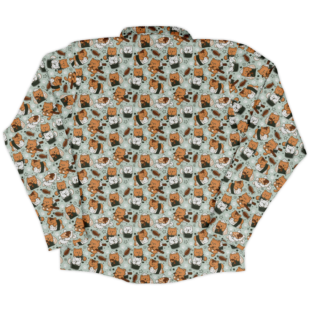 Cat Sushi Long Sleeve Button Up Shirt back