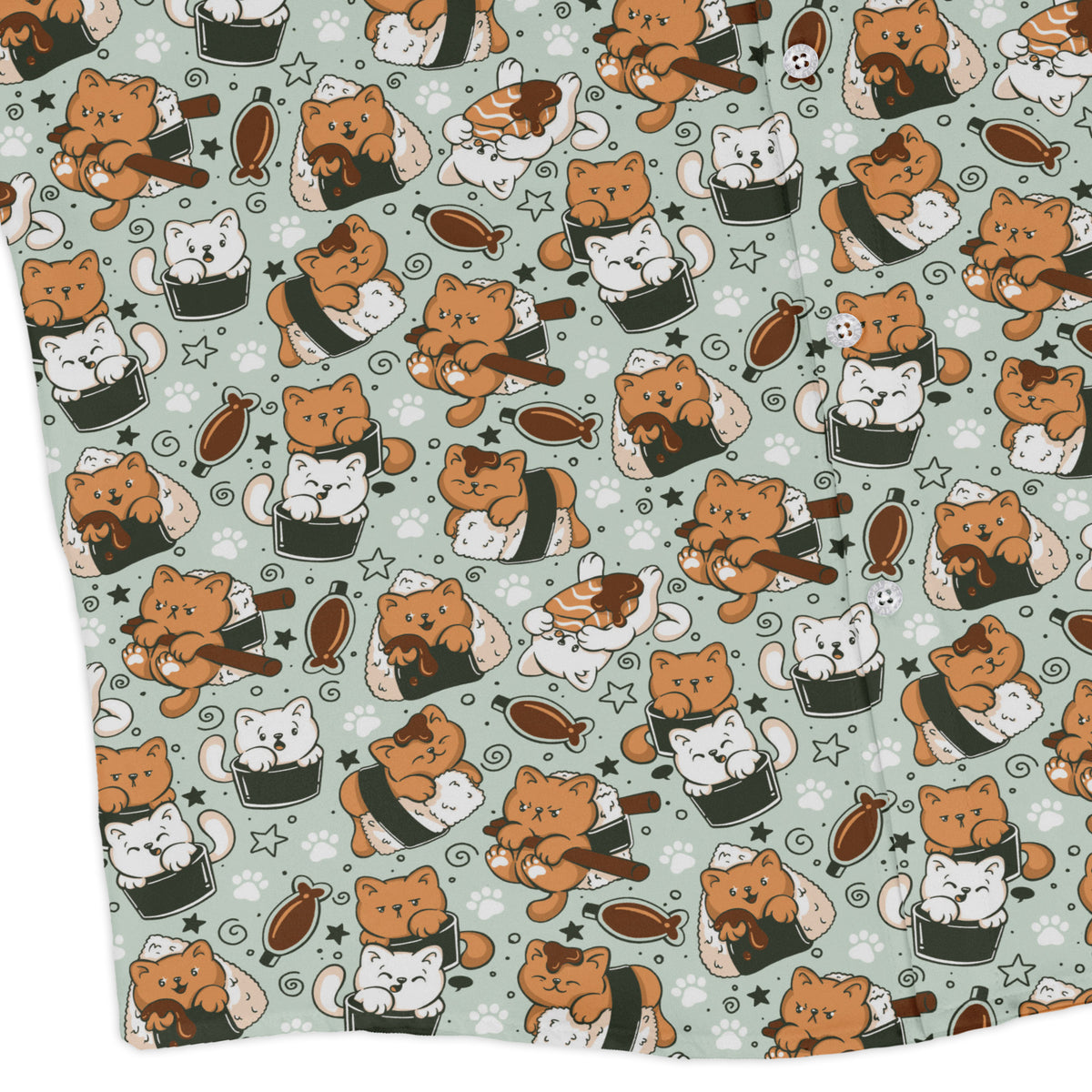 Cat Sushi Long Sleeve Button Up Shirt corner