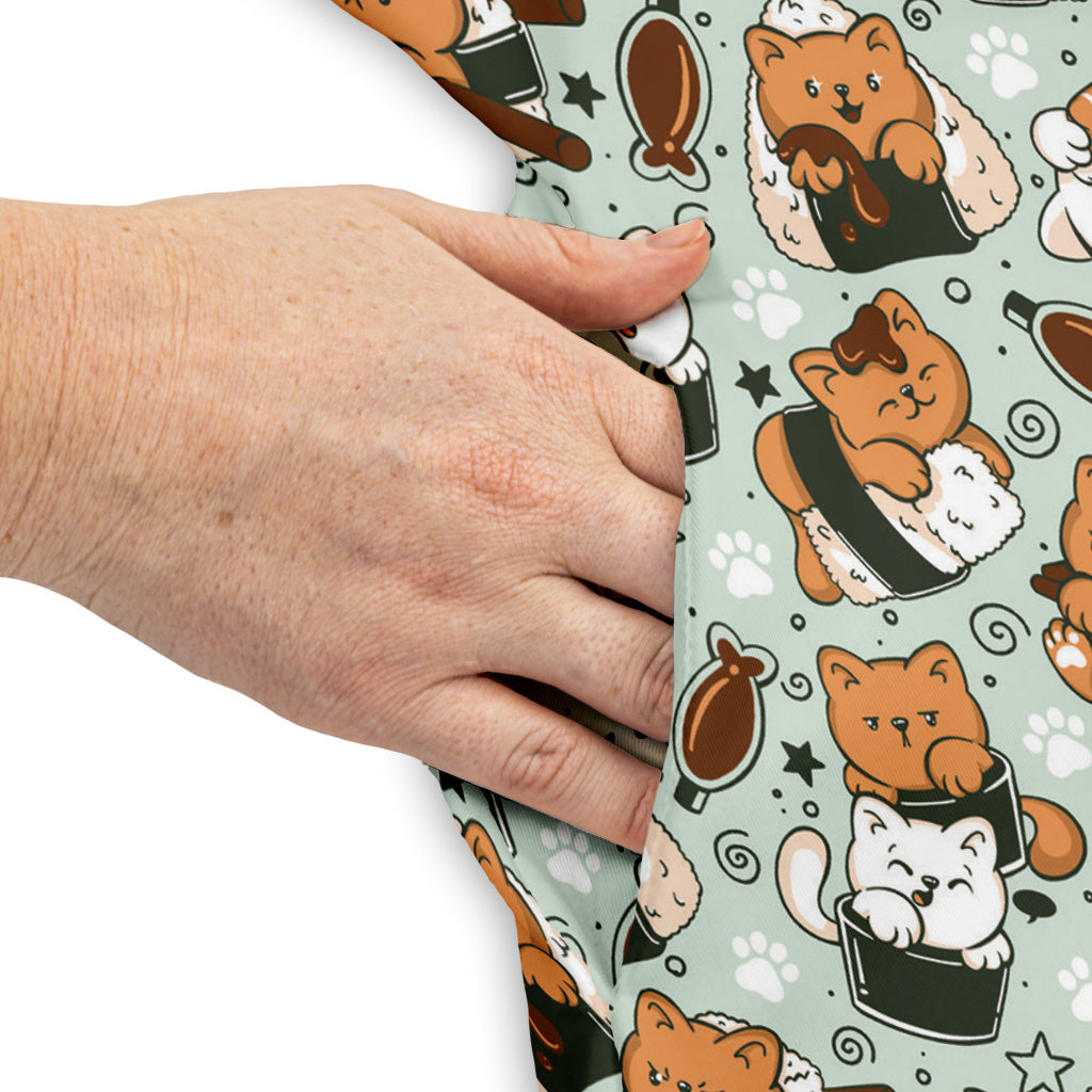 Cat Sushi Sleeveless Dress Pocket