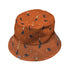 Cat and Moon Pumpkin Bucket Hat Gray Stitching