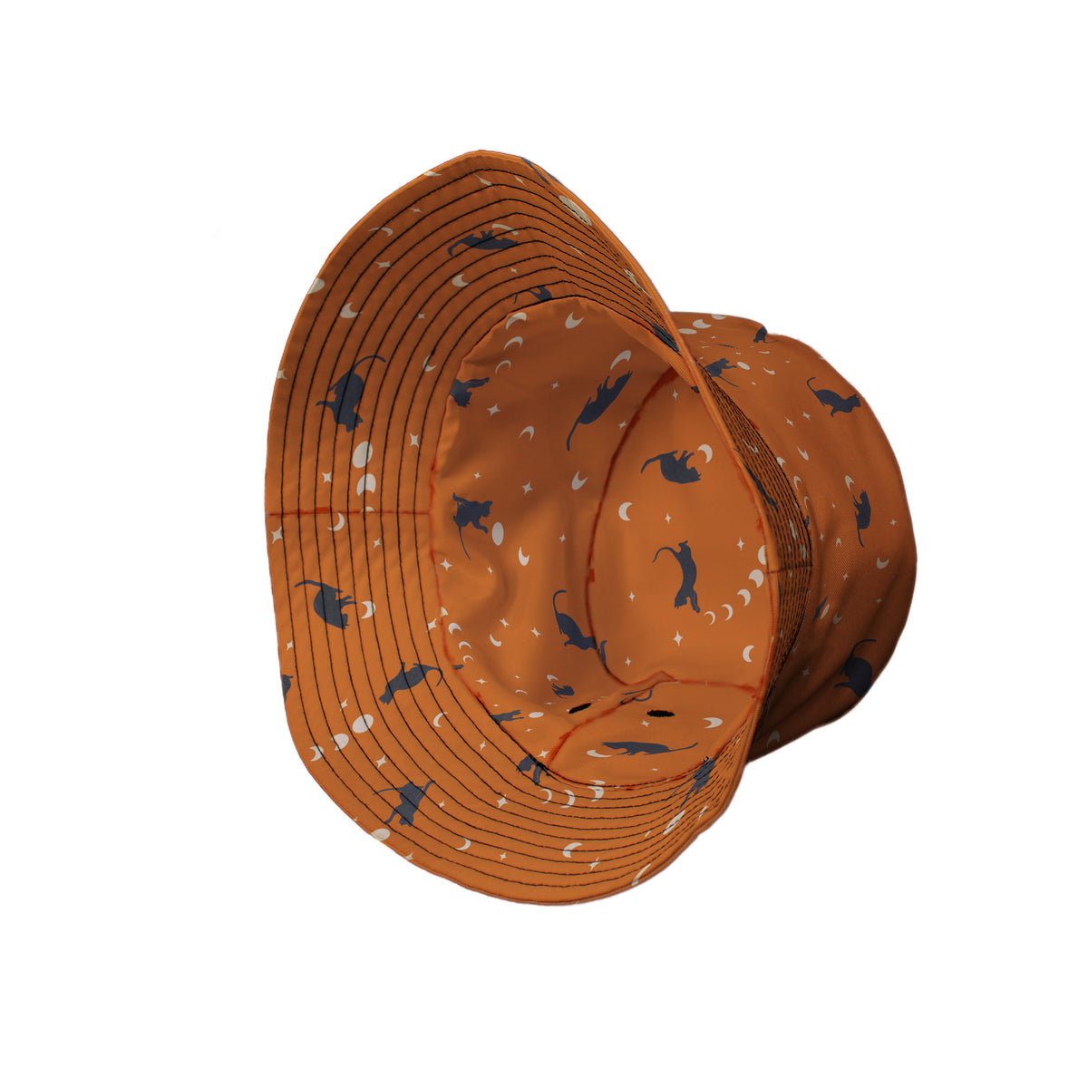 Cat and Moon Pumpkin Bucket Hat Side View