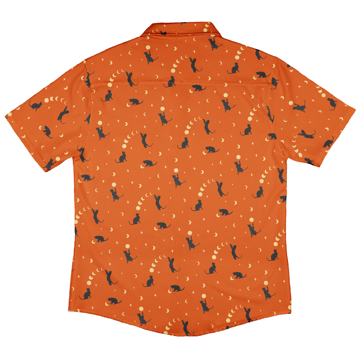 Cat and Moon Pumpkin Button Up Shirt Back