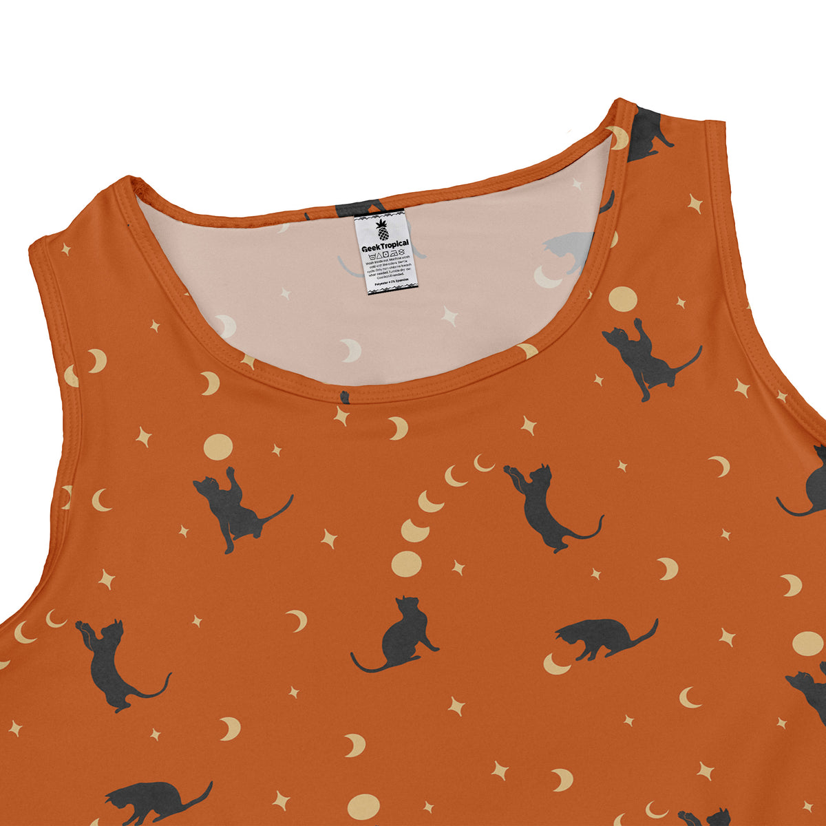 Cat and Moon Pumpkin Sleeveless Dress close front