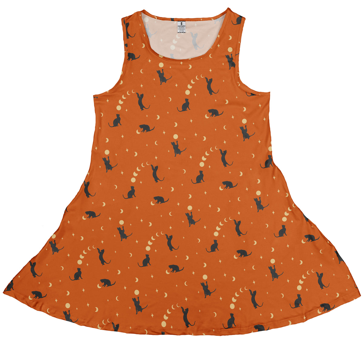 Cat and Moon Pumpkin Sleeveless Dress front